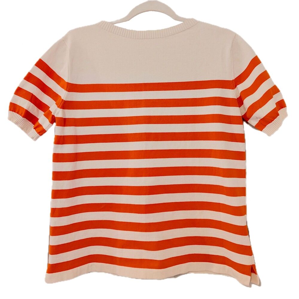Andersen-Andersen Men's Boatsman Orange & Cream Striped Nautical Shirt, Size XS